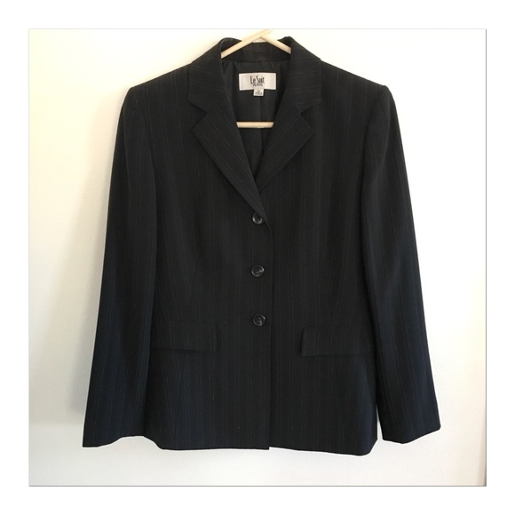 Le Suit Women’s Pants Black Pinstripe Suit Buttons - Picture 3 of 8